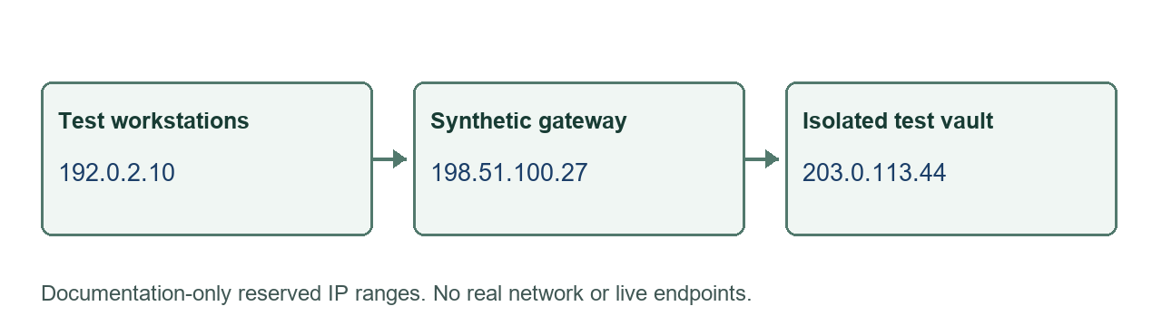 Fictional network diagram using documentation addresses